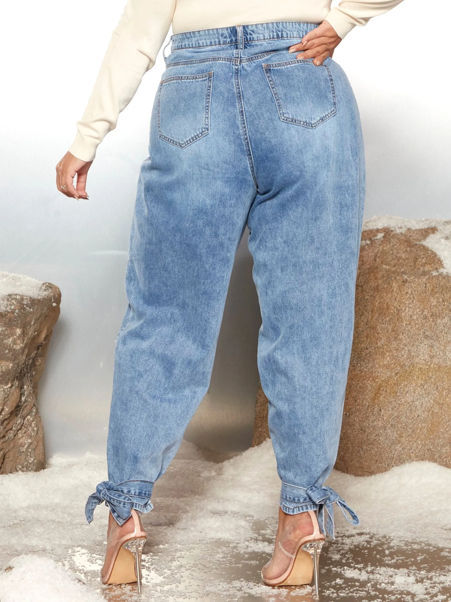 Bonnie Tapered Boyfriend Jeans with Ankle Ties - Garnerstyle x FTF