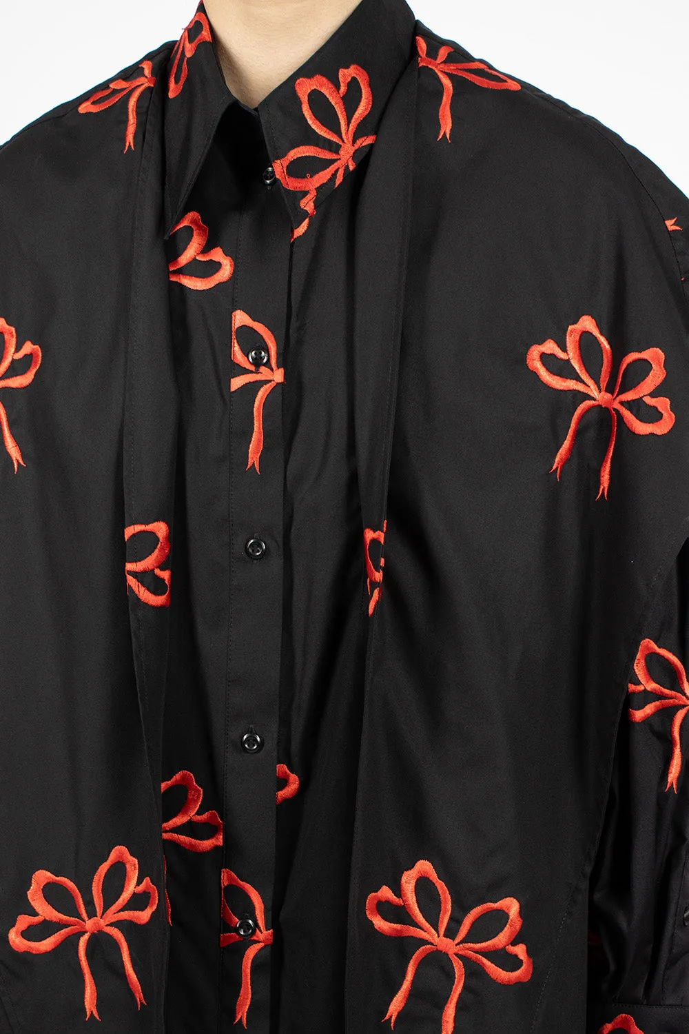 Bow Embroidered Shirt Black/Red