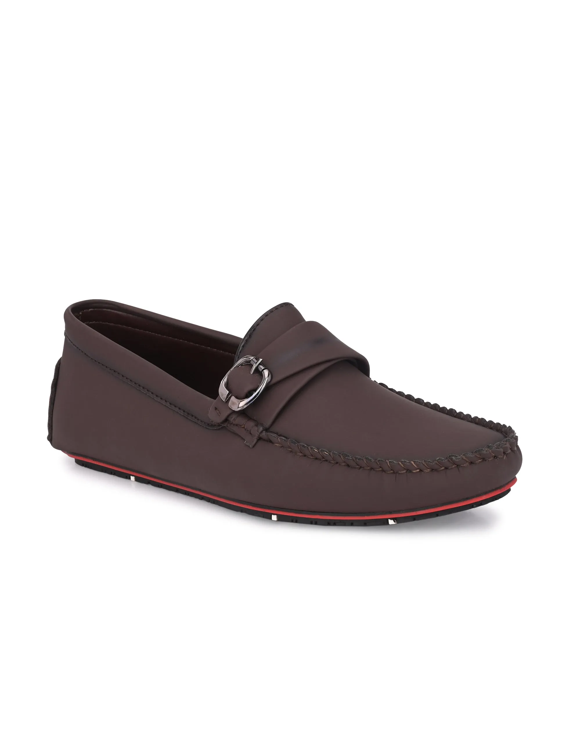 Brown Loafers With Buckle Closure