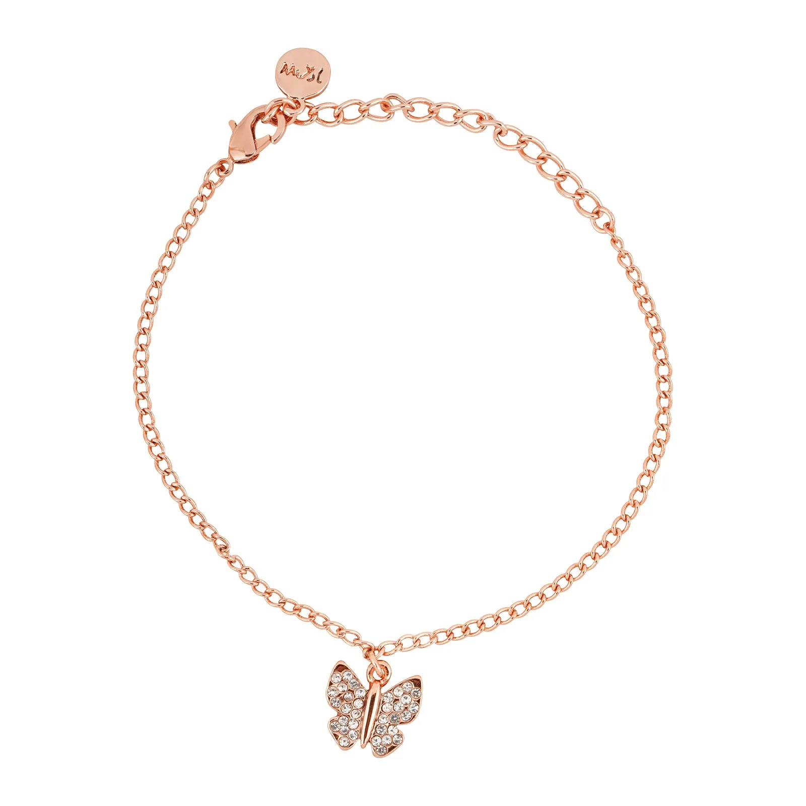 Butterfly Rhinestone Rosegold Charm Set