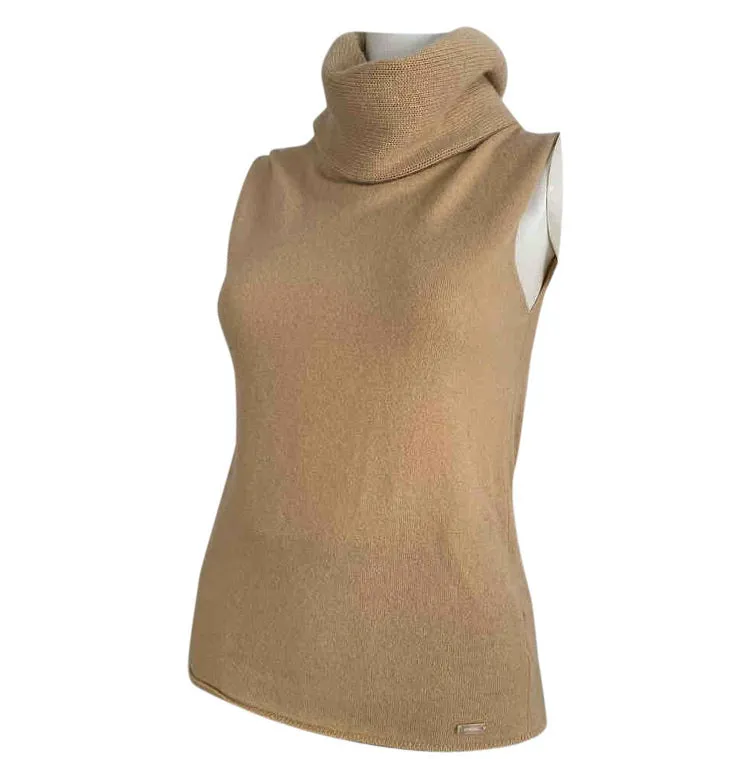 Chanel 00A 2000 Fall Light Brown Beige Turtleneck Sweater Blouse FR 40 US 4/6