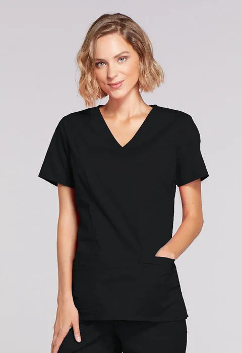 Cherokee WW Core Stretch Women's Mock Wrap 3-Pocket Scrub Top 4728