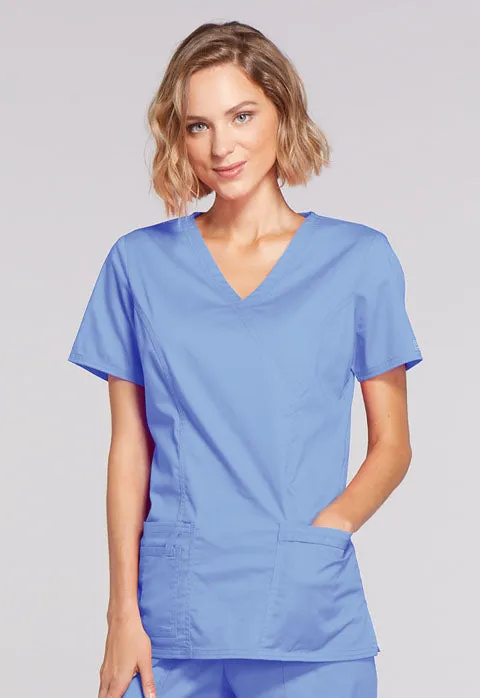 Cherokee WW Core Stretch Women's Mock Wrap 3-Pocket Scrub Top 4728