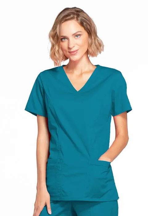 Cherokee WW Core Stretch Women's Mock Wrap 3-Pocket Scrub Top 4728