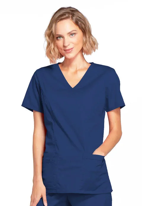 Cherokee WW Core Stretch Women's Mock Wrap 3-Pocket Scrub Top 4728