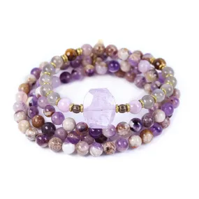 Chevron Amethyst and Labradorite Mala