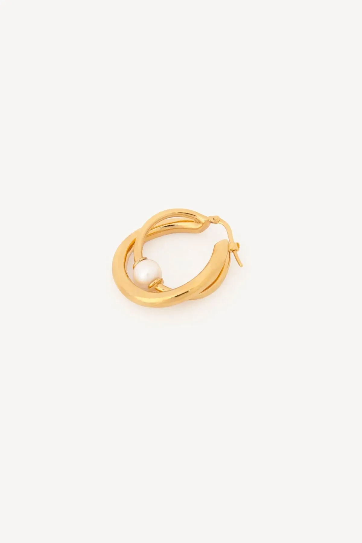 Chloé Darcey Pearl Double Hoop Earrings - Bright Gold