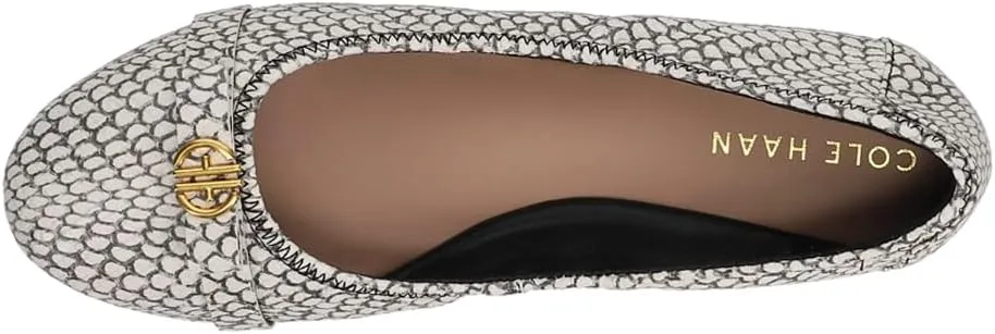 Cole Haan Tova Black/White Snake Print Slip On Rounded Toe Classic Ballet Flats