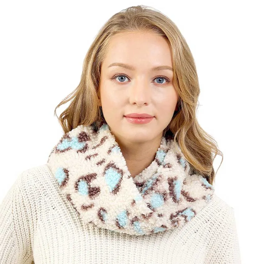 Colorful Leopard Pattern Teddy Bear Infinity Scarf