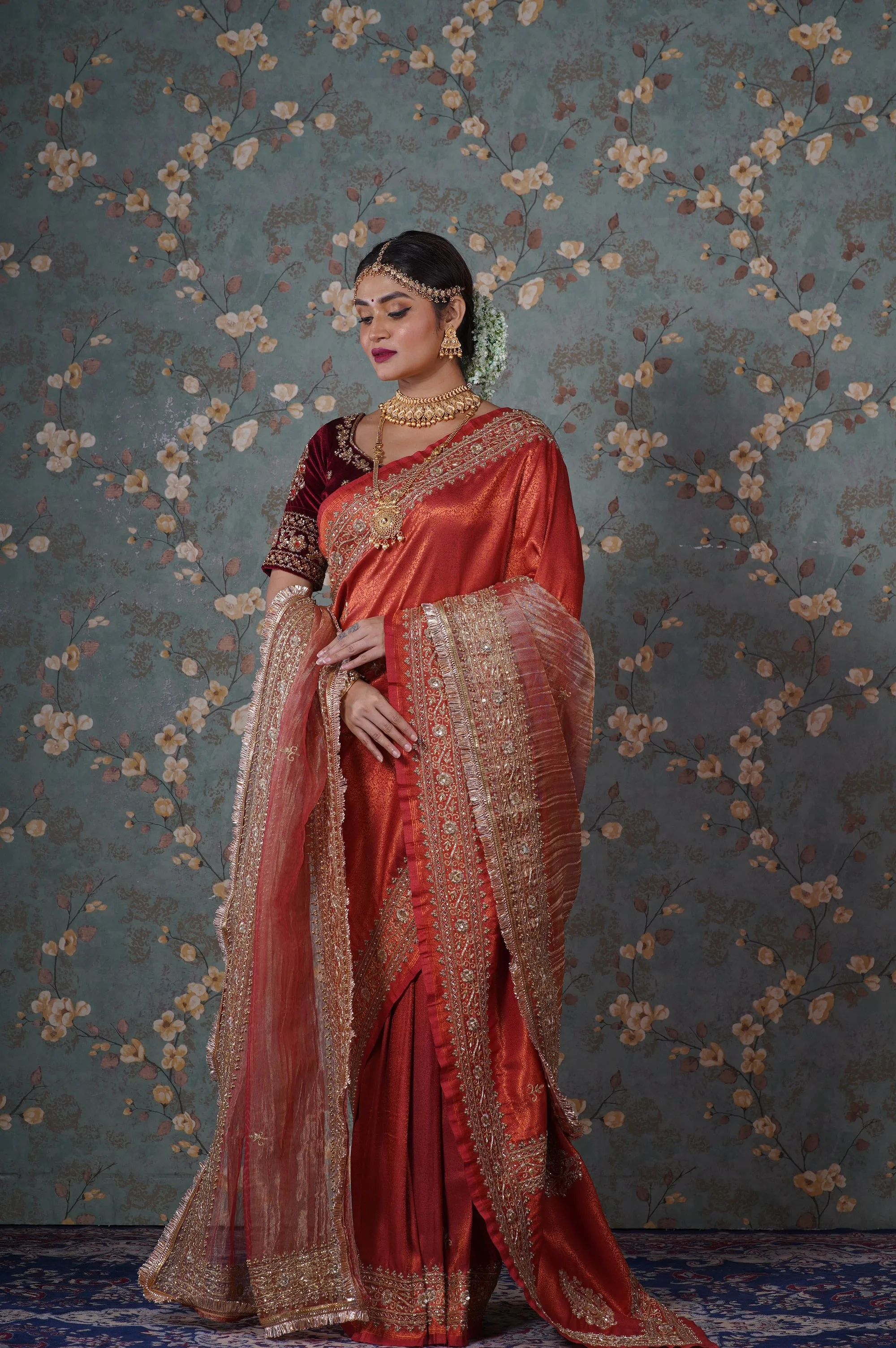 Copper Bridal Handembroidered Dupatta