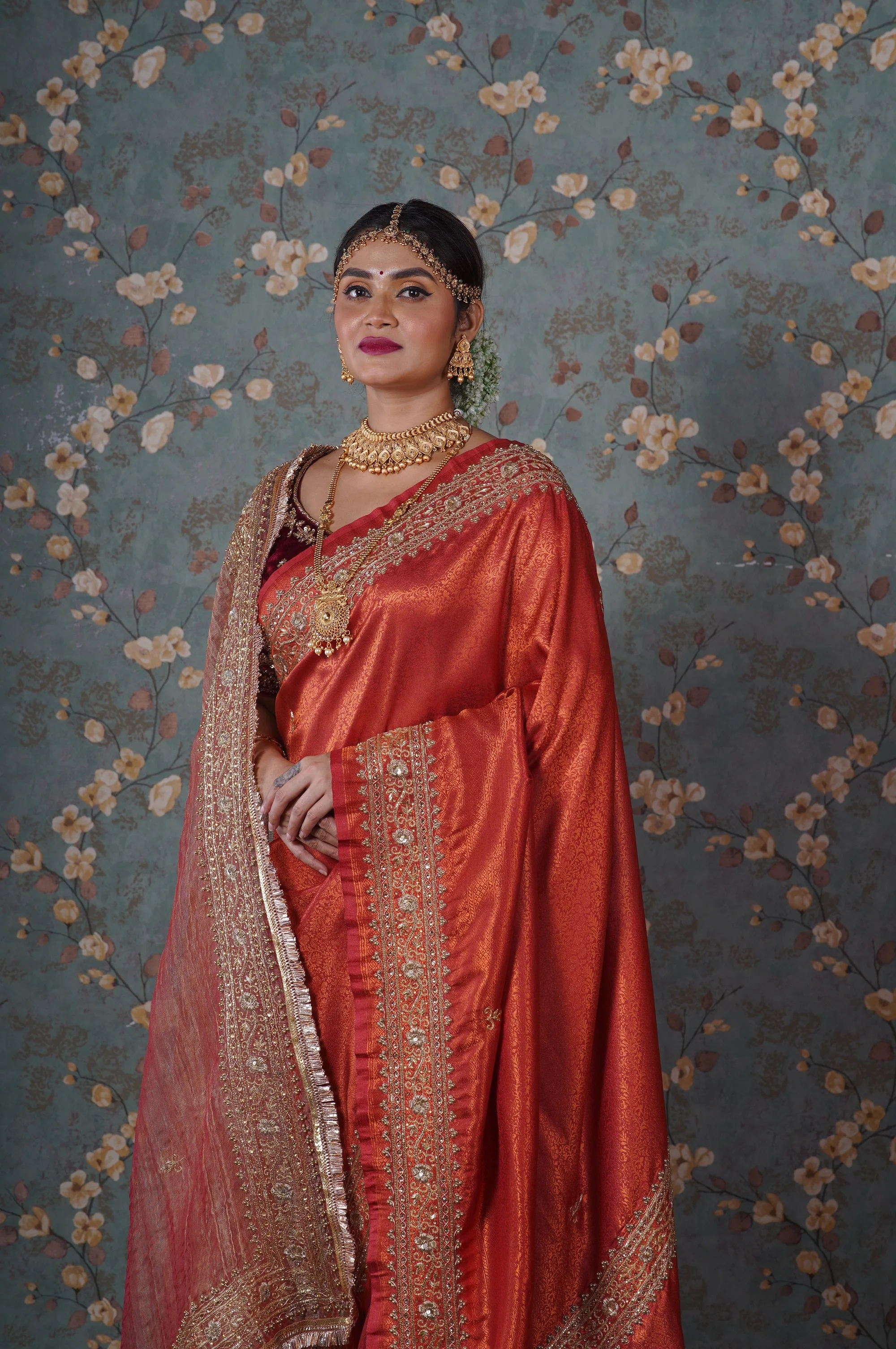 Copper Bridal Handembroidered Dupatta