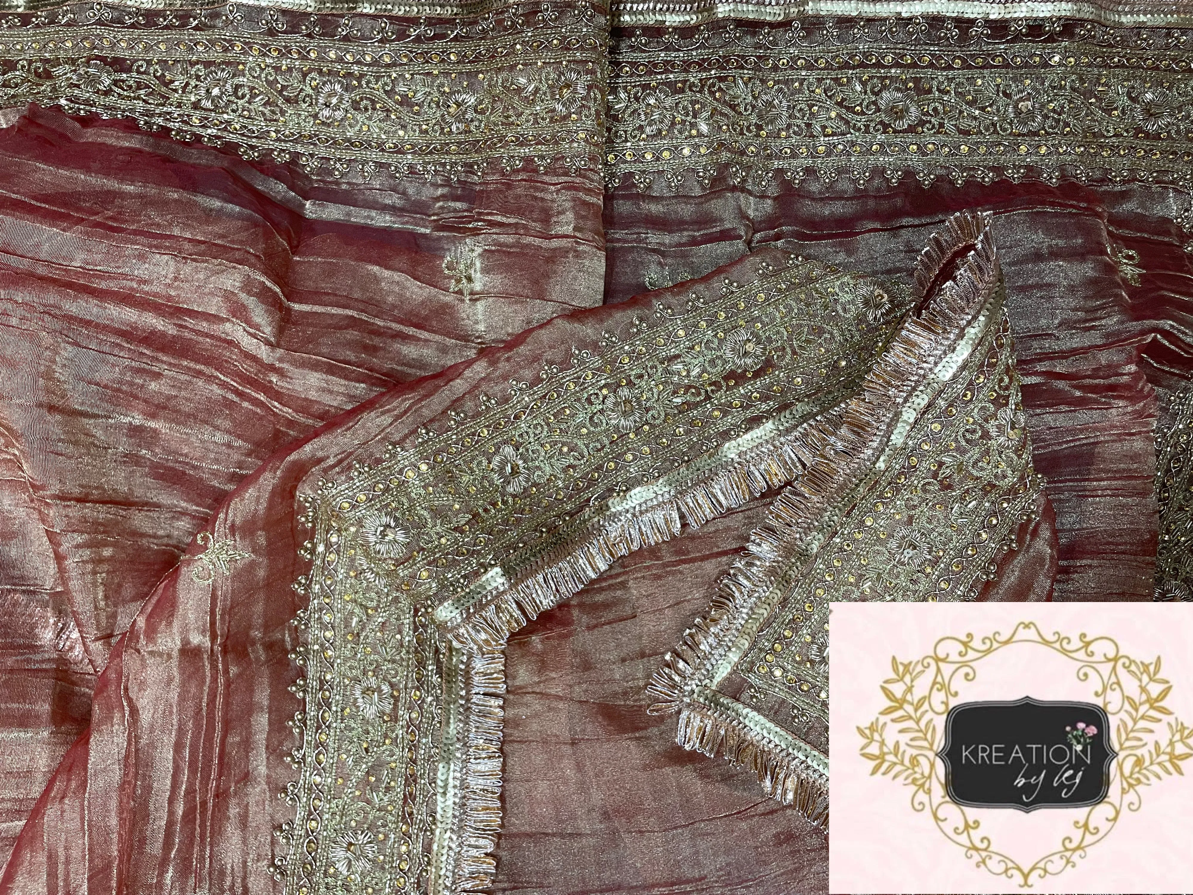 Copper Bridal Handembroidered Dupatta