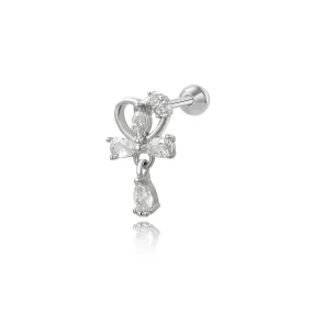 Crystal Heart Screw Back Earring