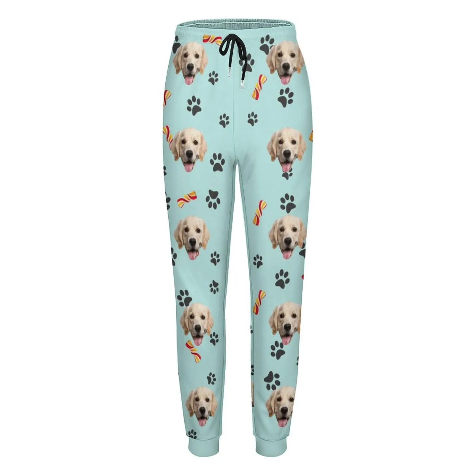 Custom Pet Face Foot Print Women's Sweatpants Personalized Closed Bottom Casual Joggers