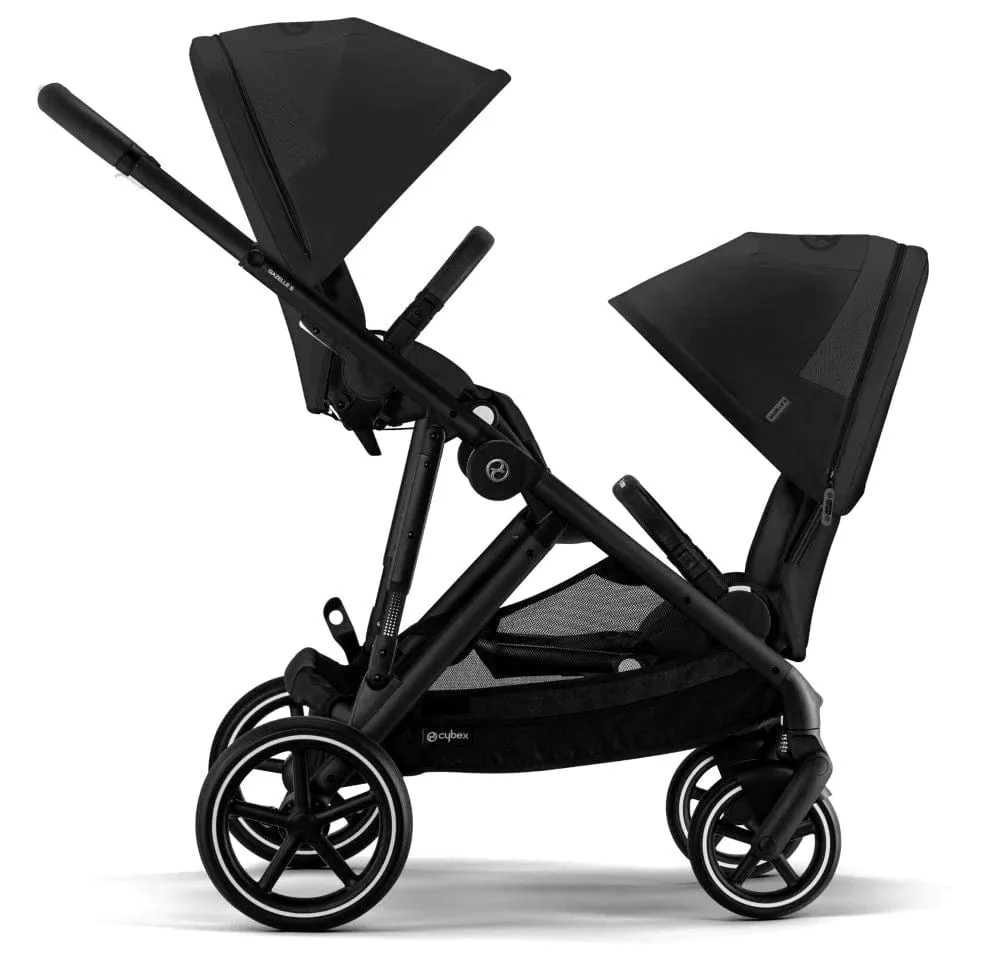 Cybex Gazelle S Double Tandem Pushchair - Black / Moon Black