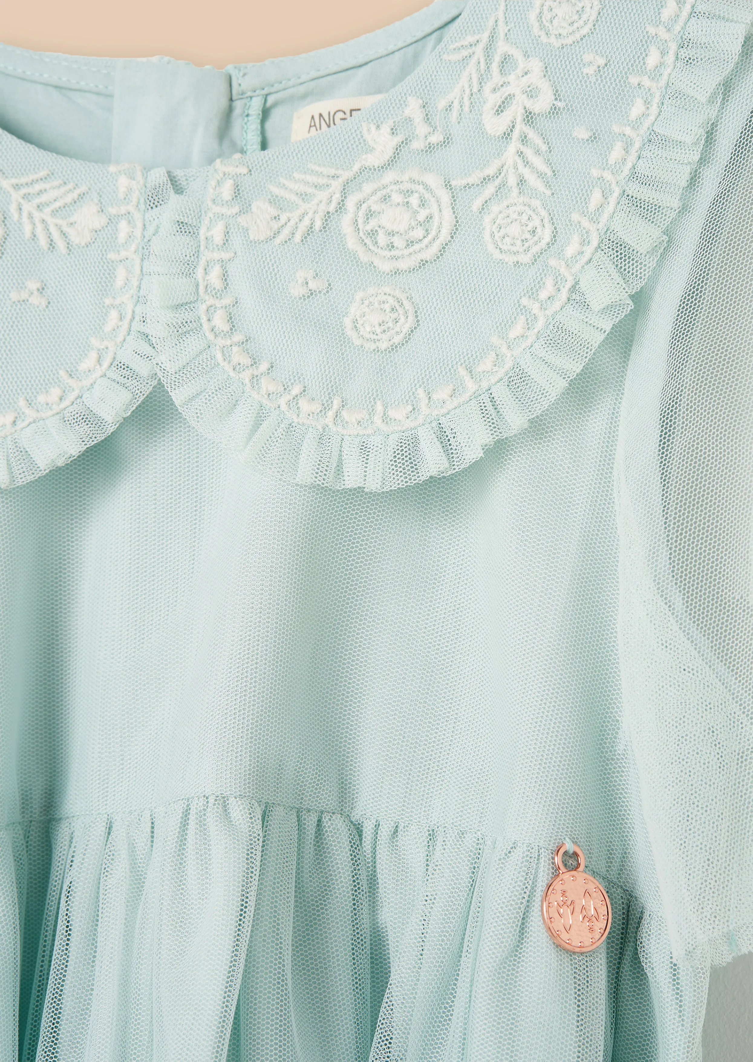 Daisy Embroidered Collar Mesh Dress