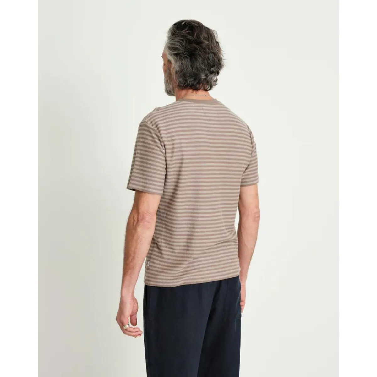 Dean SS Tee Tonal Stripe Brown