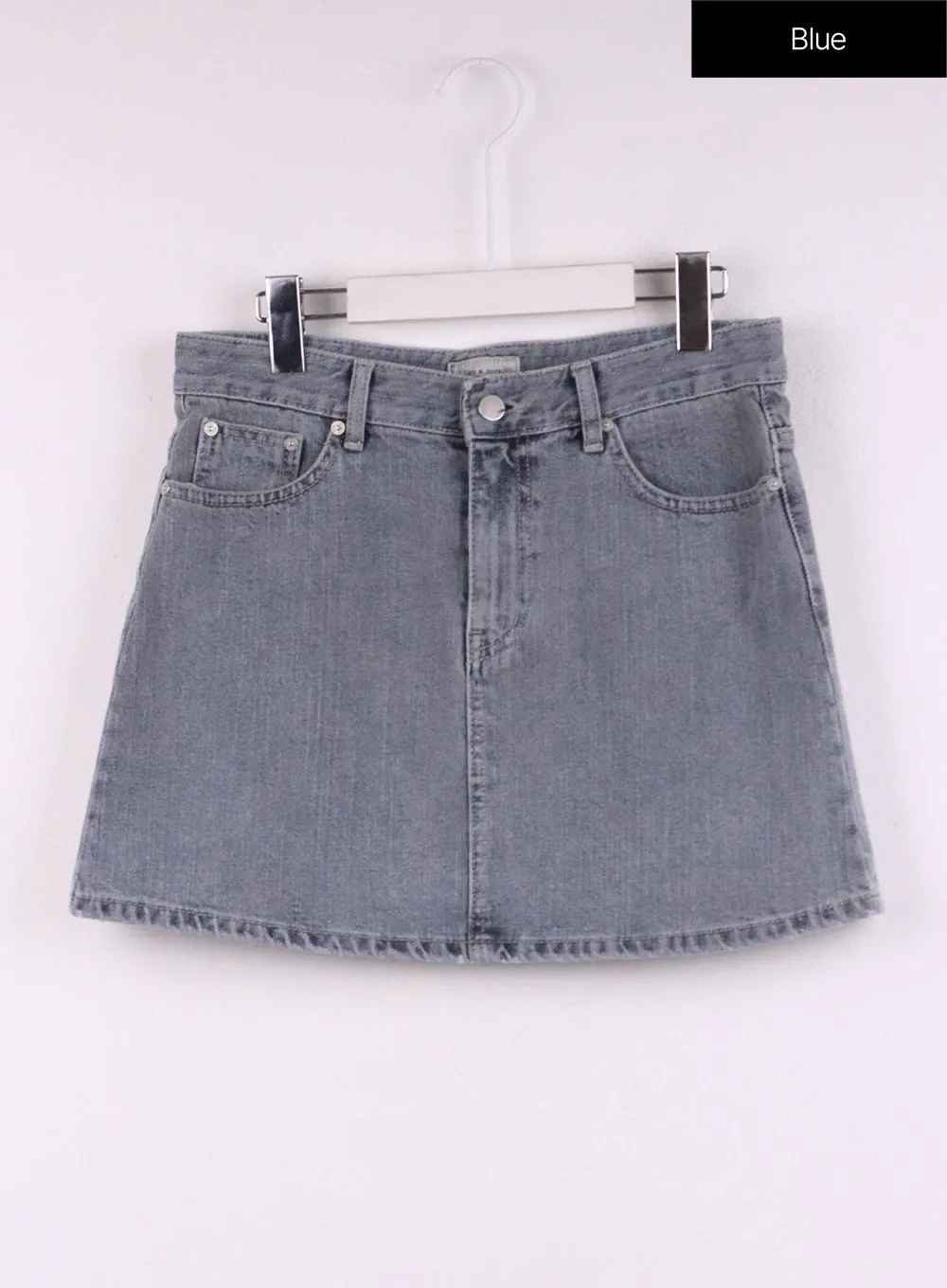 Denim Mid Waist Solid Skirt CJ429