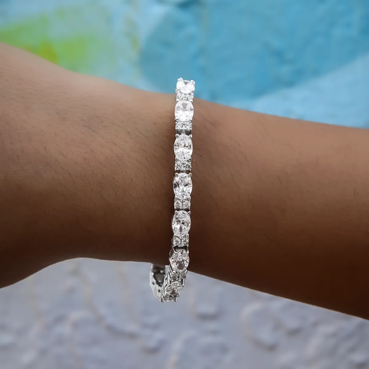 Diamond Mixed Oval Cut Tennis Bracelet- 5mm