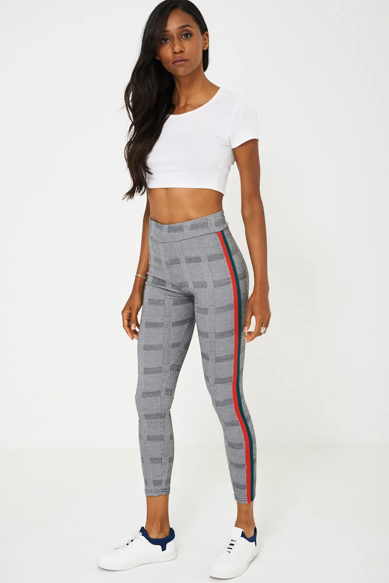 Dog Tooth Check Side Stripe Legging