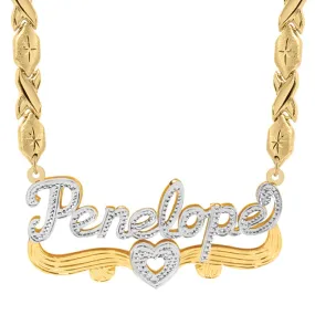 Double Plated Name Necklace Penelope with Xoxo chain