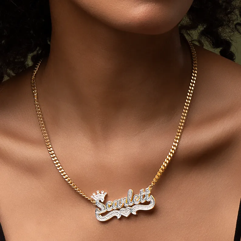 Double Plated Princess Crown Name Necklace