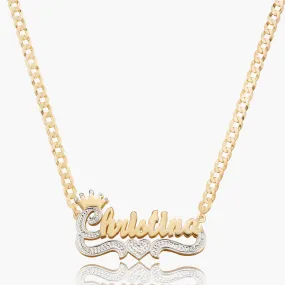 Double Plated Princess Crown Name Necklace