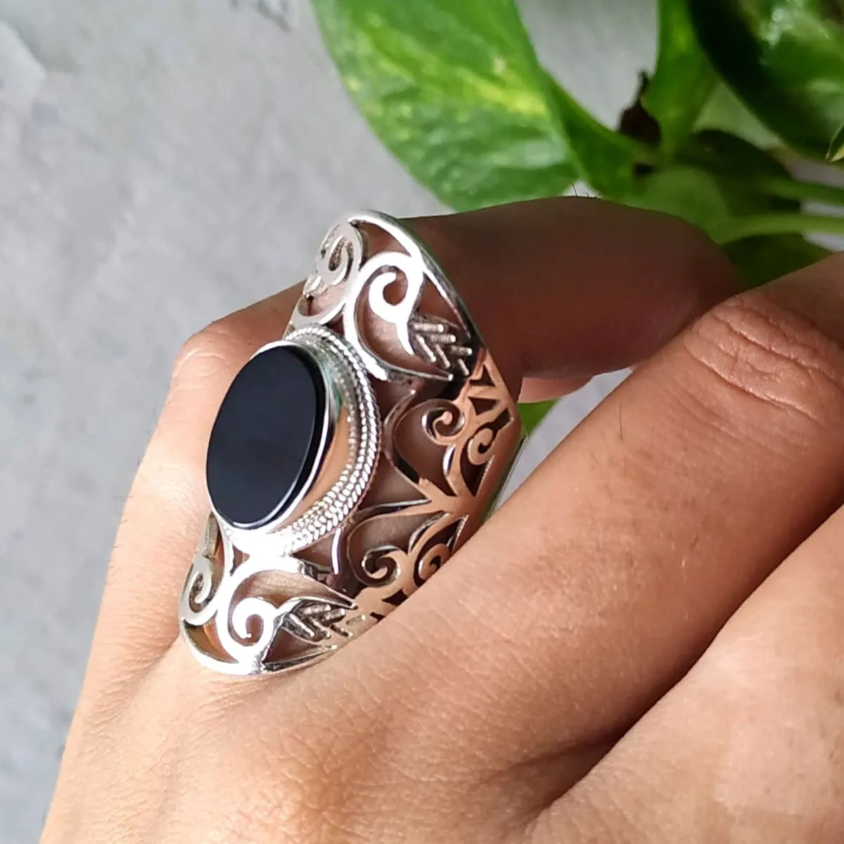 Elegant Black Onyx Cocktail 925 Sterling Silver Ring, Majestic Combination, Gift for her, Mother's Day Gift