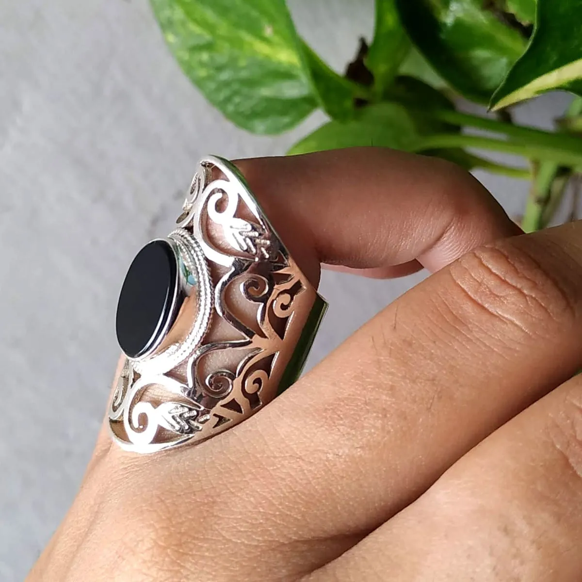 Elegant Black Onyx Cocktail 925 Sterling Silver Ring, Majestic Combination, Gift for her, Mother's Day Gift