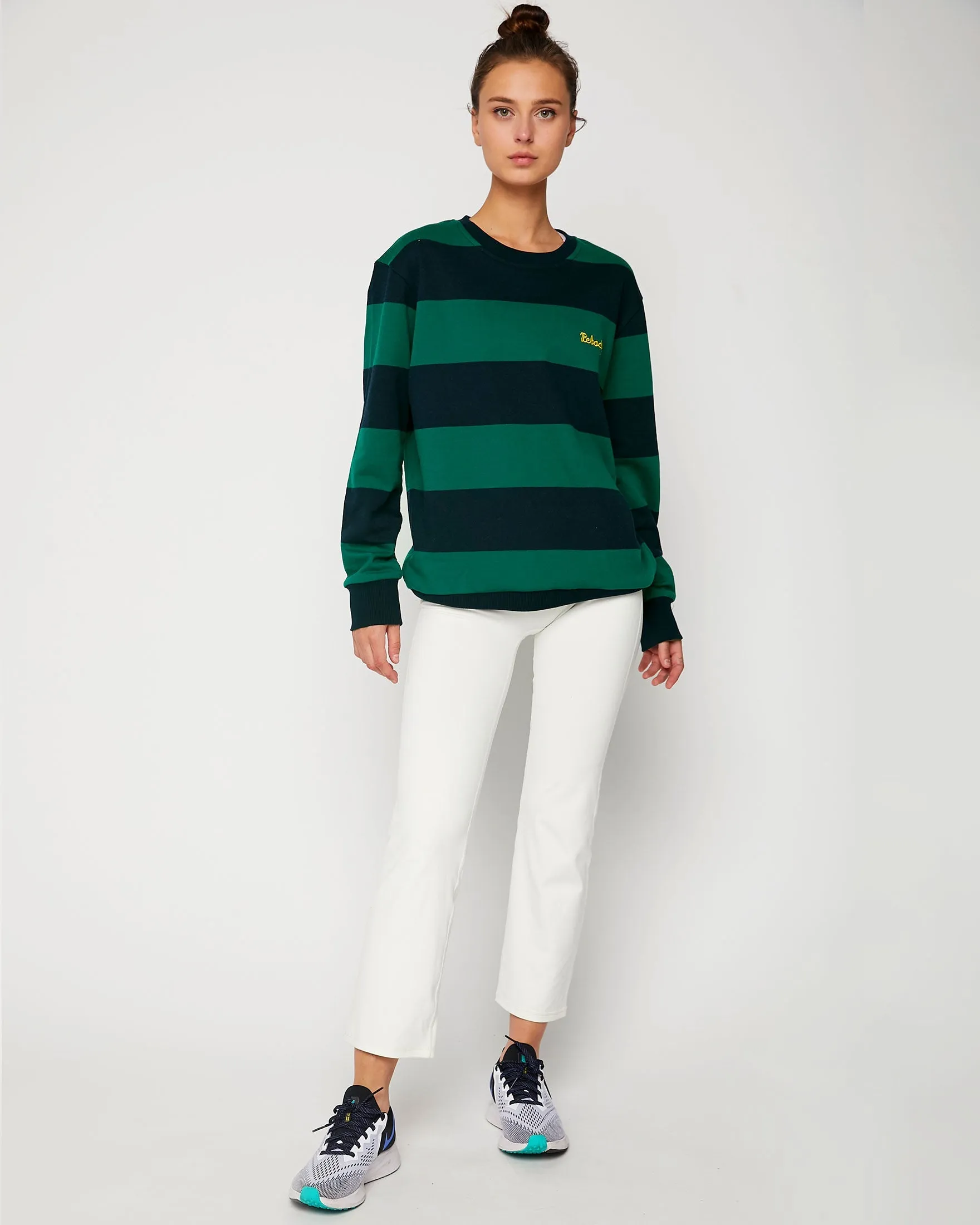 Embroidered Rebody Rugby Striped Sweatshirt Sustainable