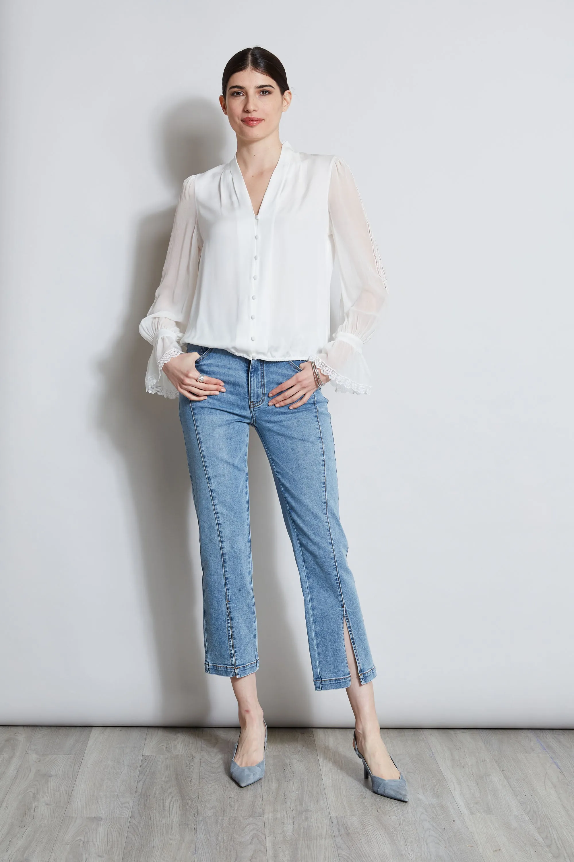 Embroidered Sleeve Blouson Shirt