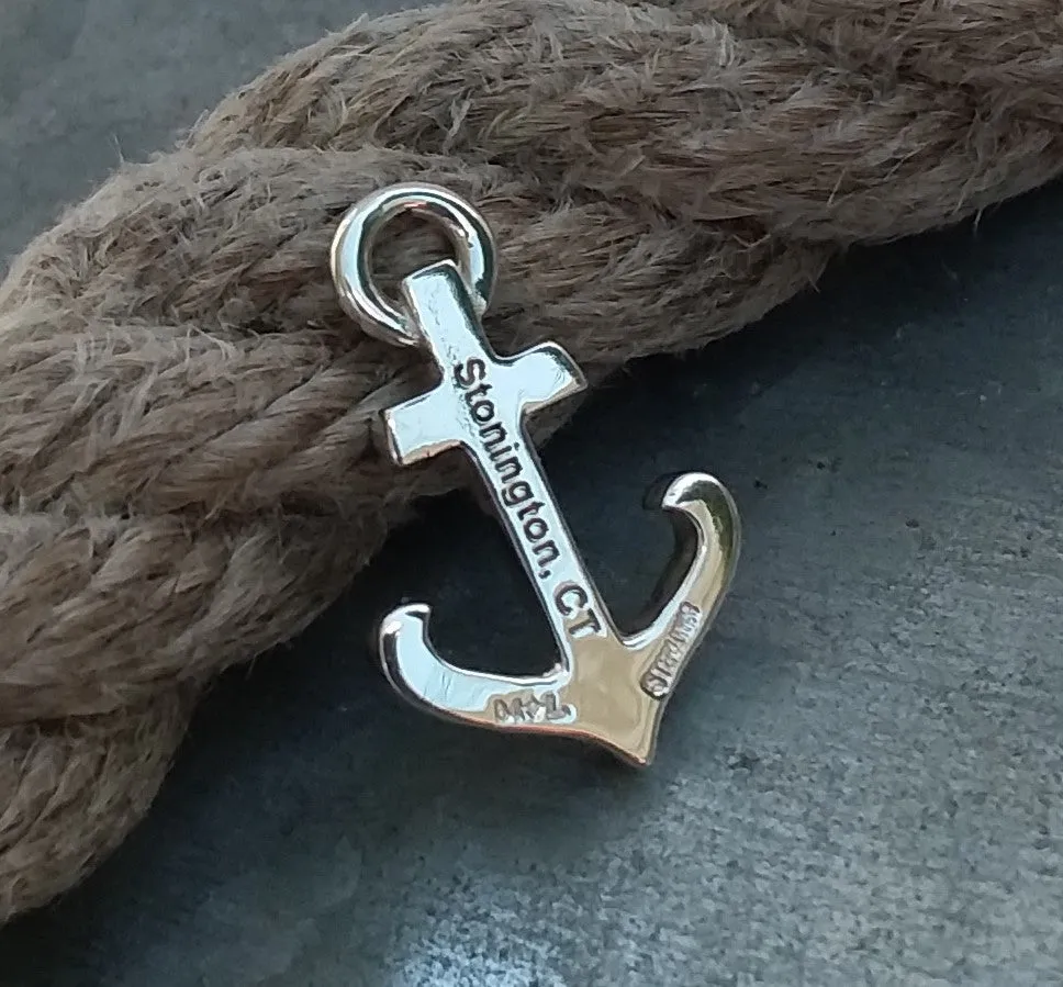 Engravable Sterling Silver Anchor Charm for Bracelet