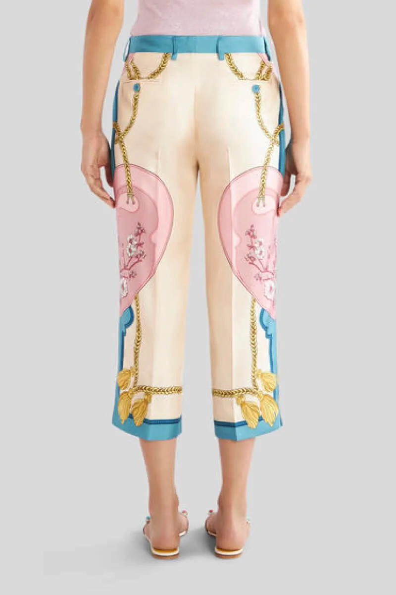 Etro Scarf Print Silk Pants - Pink