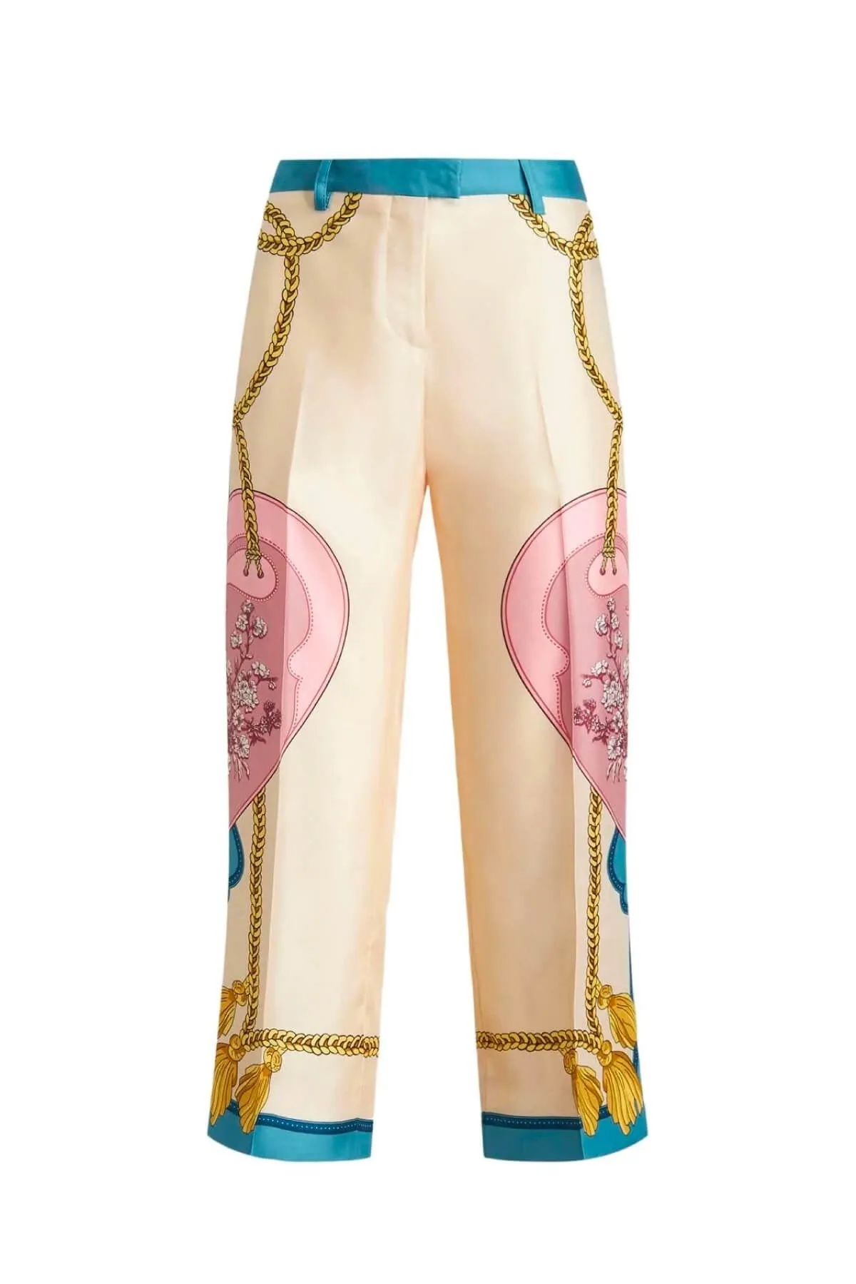 Etro Scarf Print Silk Pants - Pink