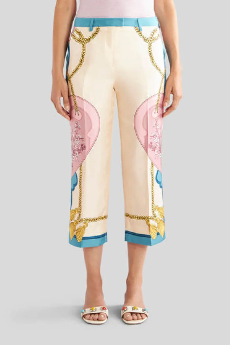 Etro Scarf Print Silk Pants - Pink