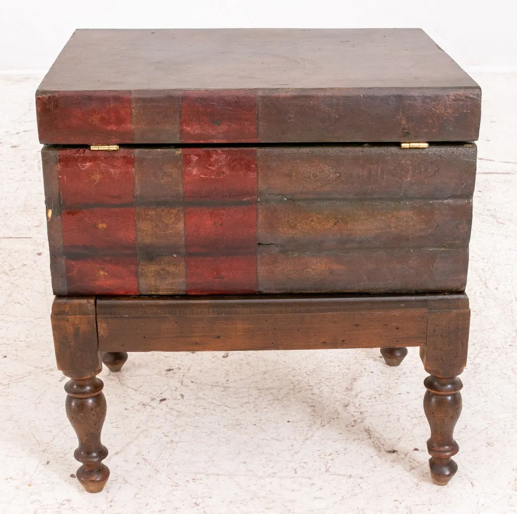 Faux Leather Bounded Books Secret Box End Table