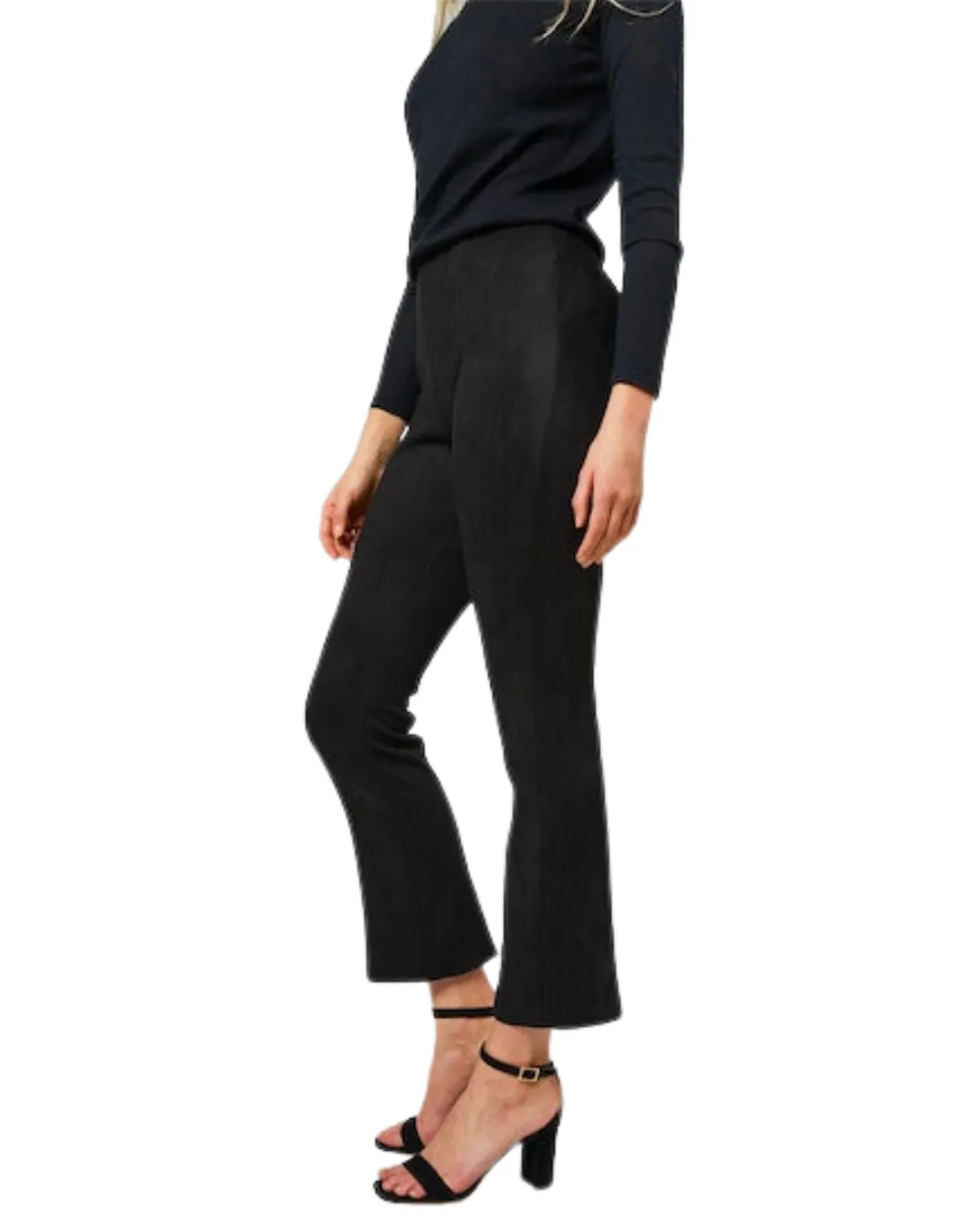 Faye Cropped Pant (Black Vegan Suede)