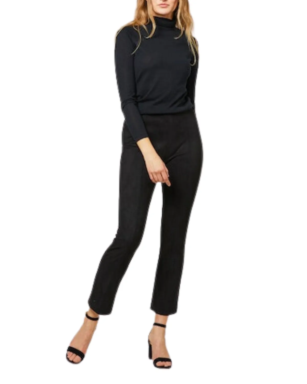 Faye Cropped Pant (Black Vegan Suede)