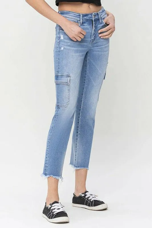 Flying Monkey Straight Cropped Cargo Jeans