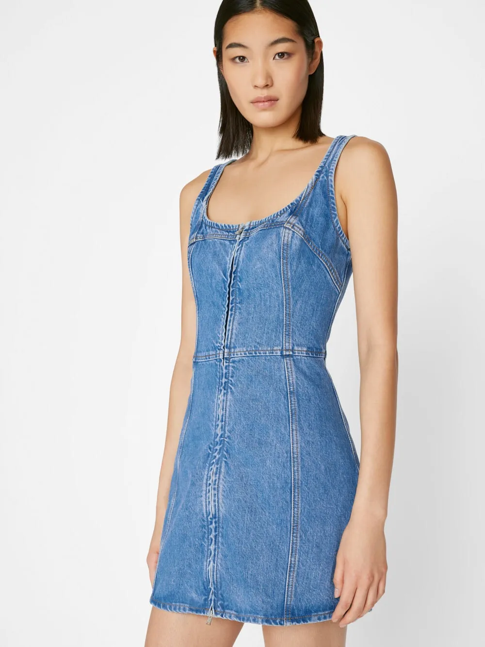 FRAME Denim Bustier Zip Dress