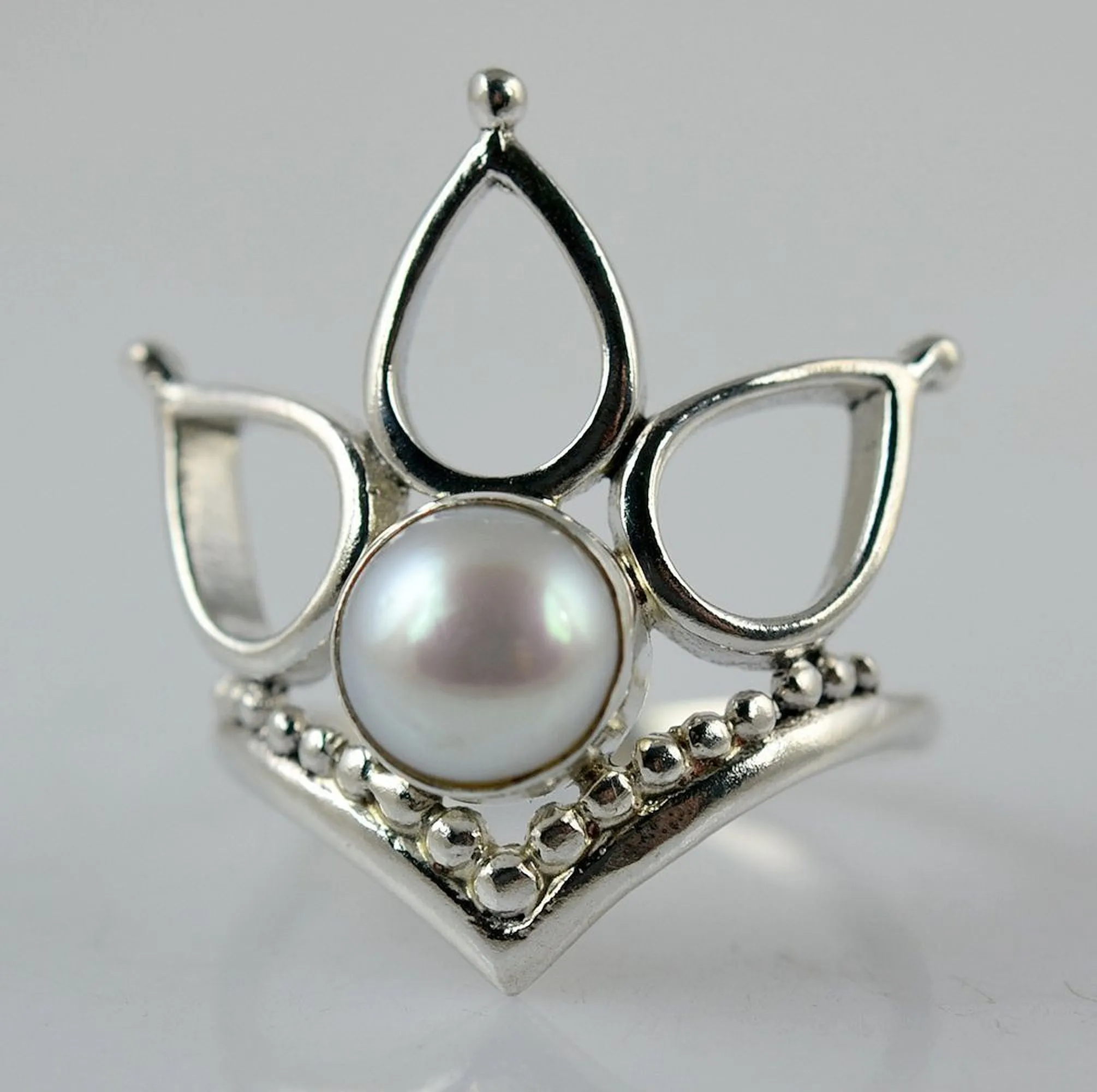 Freshwater Pearl 925 Solid Sterling Silver Handmade Ring Size 4-13 US