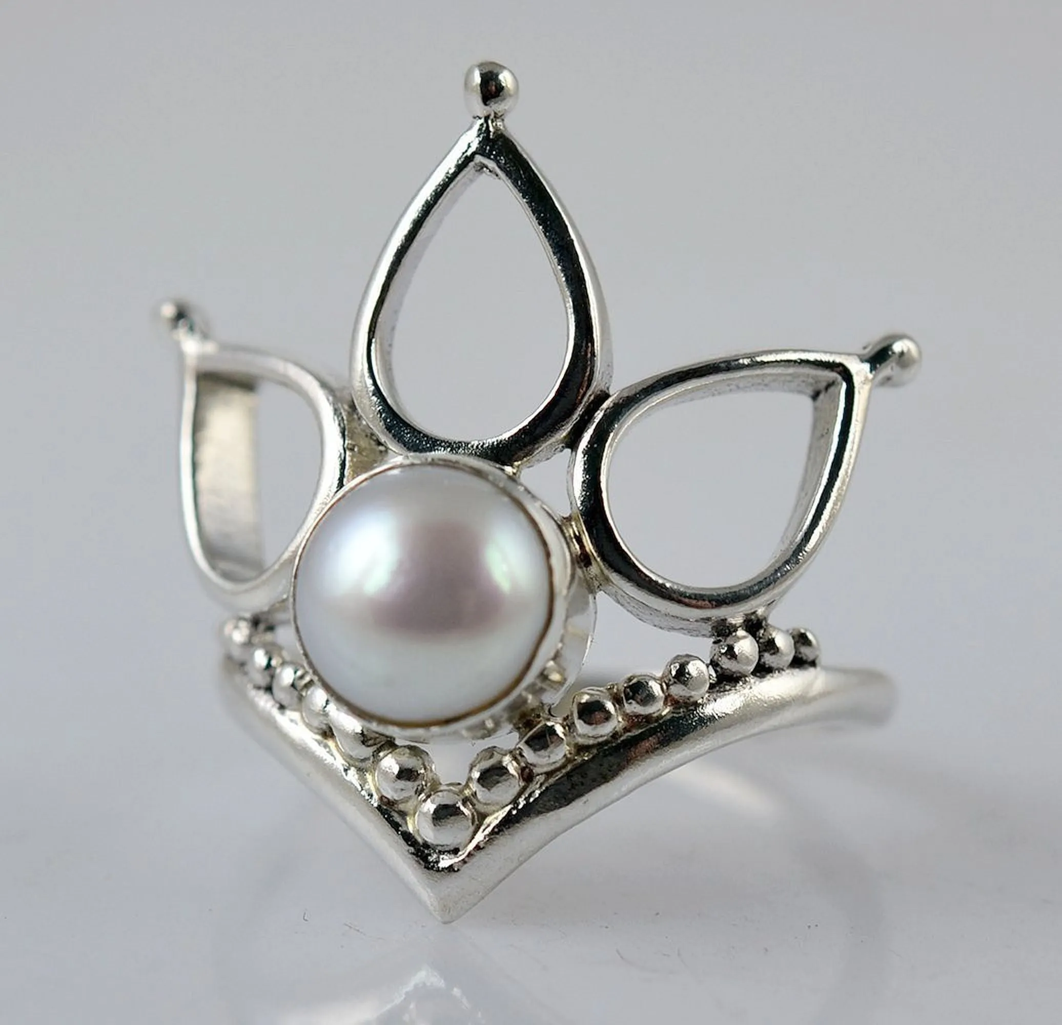 Freshwater Pearl 925 Solid Sterling Silver Handmade Ring Size 4-13 US