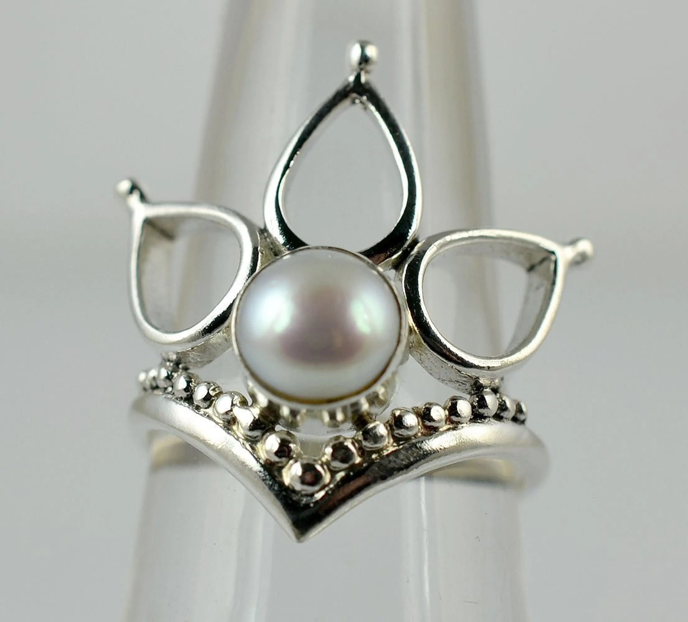 Freshwater Pearl 925 Solid Sterling Silver Handmade Ring Size 4-13 US