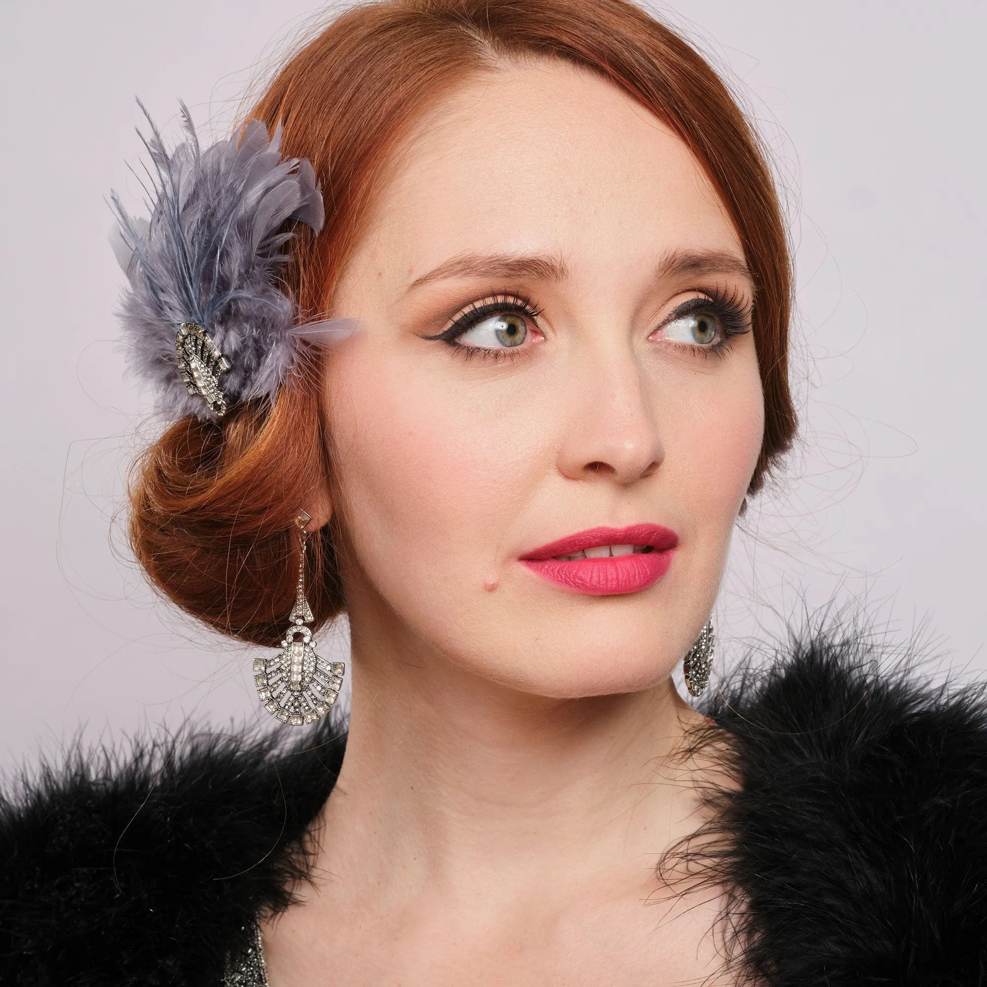 Gatsby Feathered Hair Clip Emerald