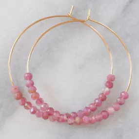 Gemstone 45mm Gold Filled Hoops - PINK TOURMALINE