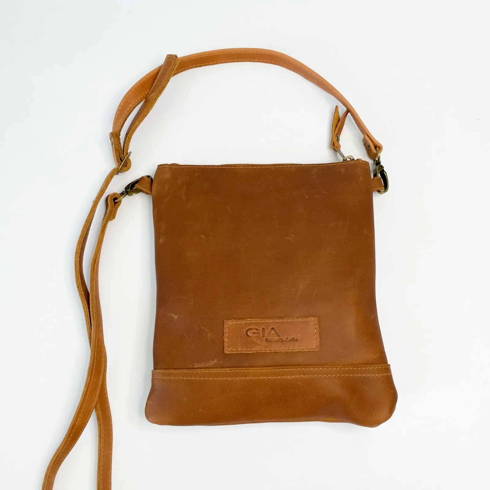 Gia leather tan postman bag