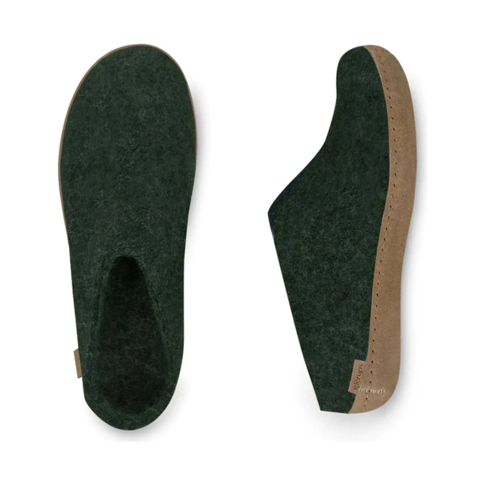 Glerups Slip On With Leather Sole Slipper - Forest