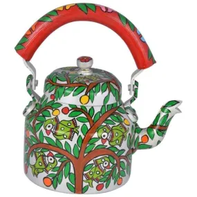 Hand-painted Kaushalam Teapot: Parrots on Tree