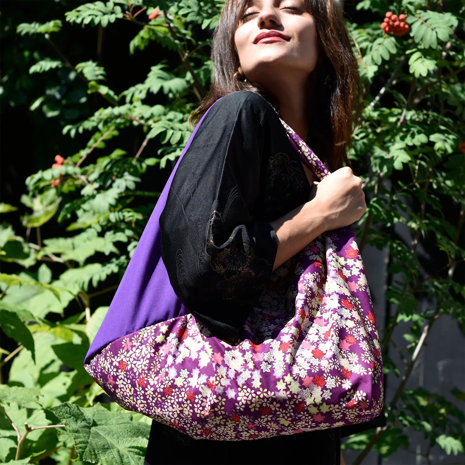 *Handmade* Origami bag | Market bag | Purple floral