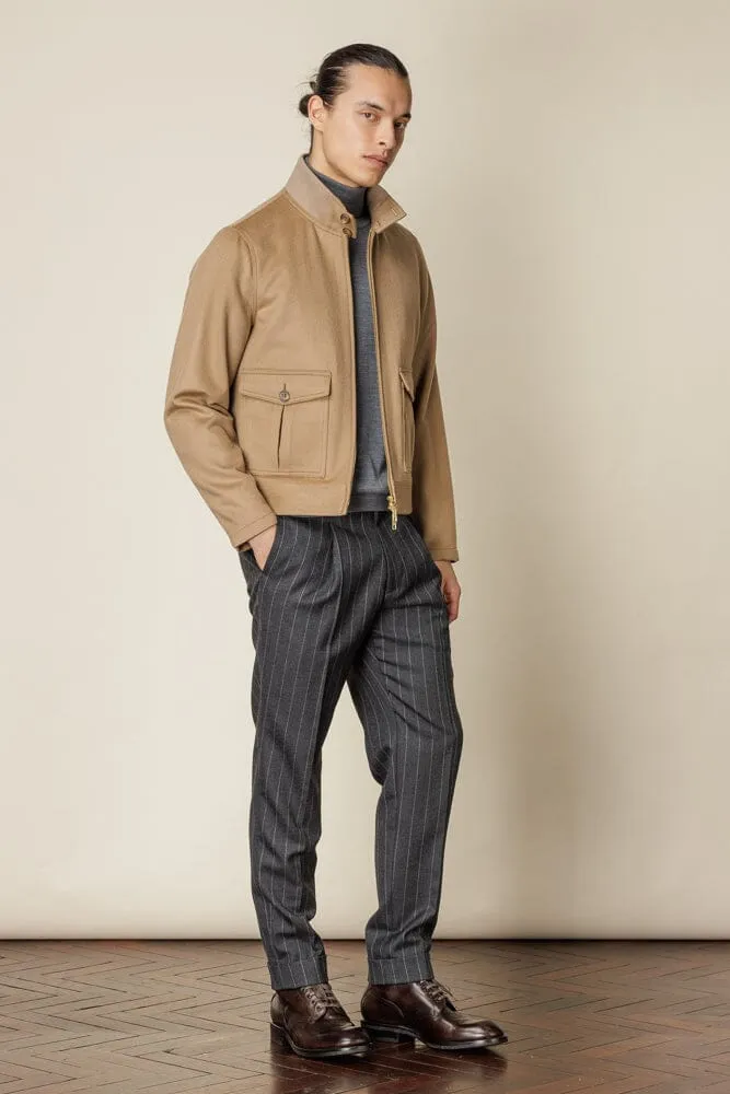 Harrington Jacket - Camel Wool Silk